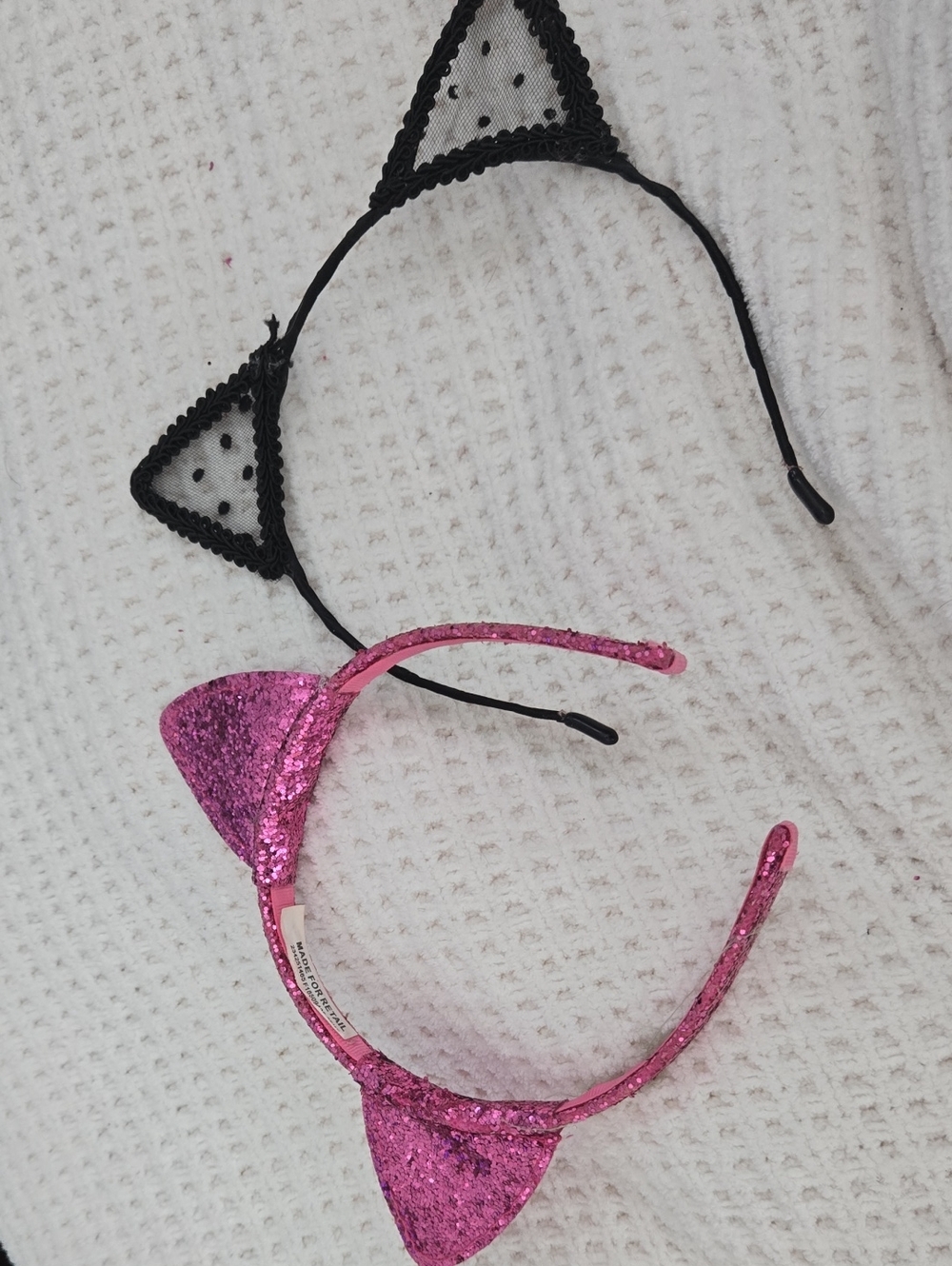 Kids Cat Ear Headband Set - Pink and Black Sparkle